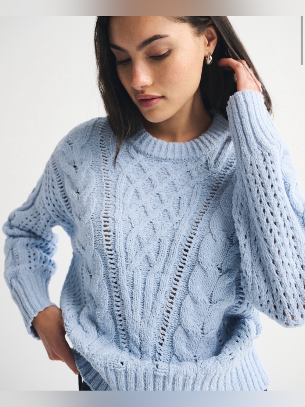 Abercrombie White Cable Knit Sweater